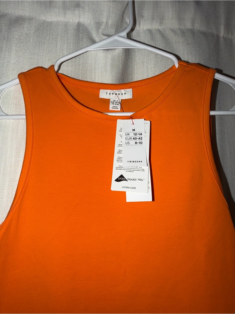 Topshop Bright Orange Sleeveless bodysuit